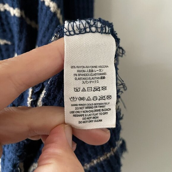 Free People Sunset Park Striped V-Neck Long Sleeve Casual Tunic Top Blue XS - Picture 9 of 10